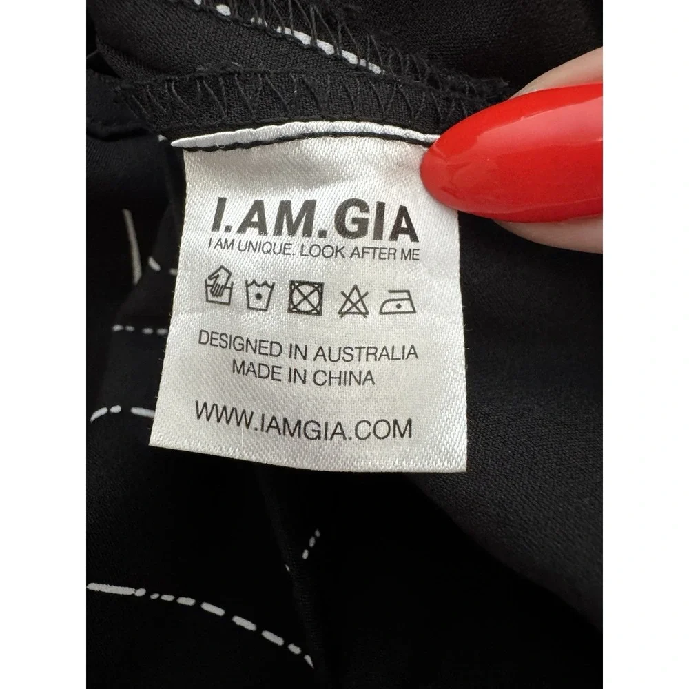 I.AM.GIA Heather Mini Skirt Black Pinstripe Silver Buckle‎ Hardware Size Small